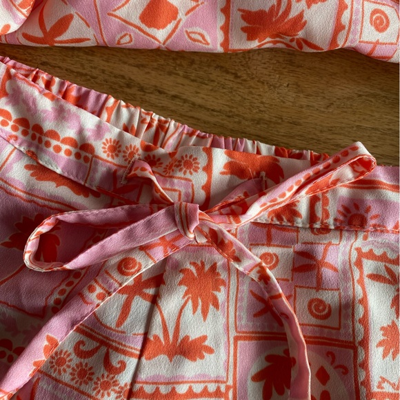 Sigrid Olsen Pink Orange Tropical Pajama Shorts Set Women’s Medium Preloved - Picture 2 of 12